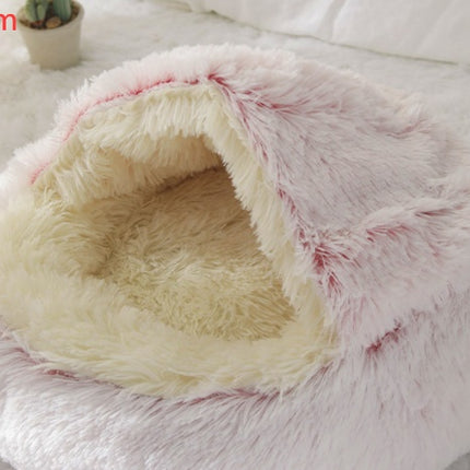2 In 1 Dog And Cat Bed Pet Winter Bed Round Plush Warm Bed House Soft Long Plush Pets Bed Pet Products