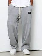 Waffle Straight Pants Fashion Brand Loose Loose  Drawstring Pockets Trousers Casual Men's Clothing