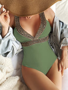 Women's Fashion Deep V Spaghetti Straps One-piece Swimsuit