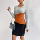 Sexy Classical Round Neck Color Contrast Regular Sleeve Mid Dresses