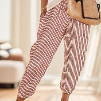 Ladies' Striped Wide-leg Pants