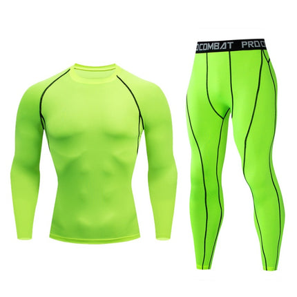 Fitness suit men's gym sports tights long-sleeved trousers quick-drying clothes basketball training equipment winter
