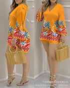 Women's V-neck Top And Shorts Casual Set