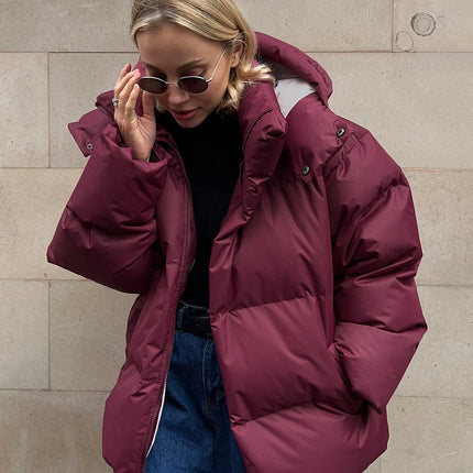 Fashion Coat With Removable Hood Cotton Jacket Winter Warm Windproof Loose Cotton Jacket Loose Parka Outerwear Clothing