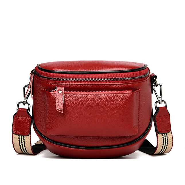 Fashion Lady Leather Diagonal Saddle Bag