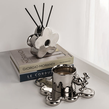 Extremely Simple Silver Vase Creative Irregular Ceramic Ornaments