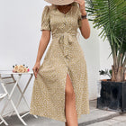 Women's Temperament Commute Casual Vacation Style Printed Knotted Dress