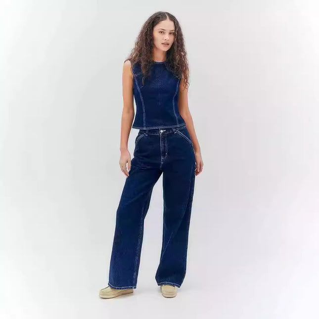 Fashion Casual Sleeveless High Waist Denim Vest