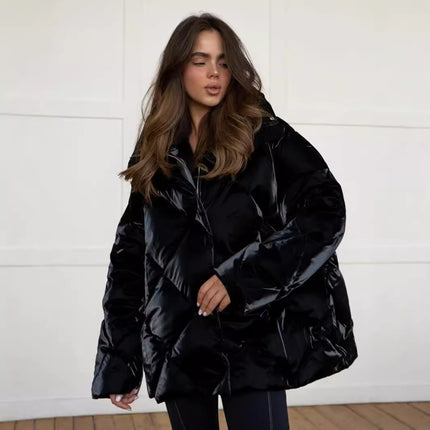 Baggy Matte Glossy Lapel Cotton-padded Coat Casual Jacket