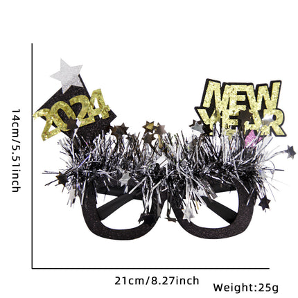 2024 New Year Party Funny Holiday Decorative Glasses Photo Props Glasses Frame