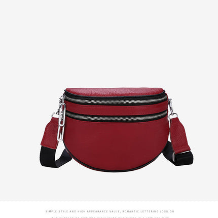 Fashion Lady Leather Diagonal Saddle Bag