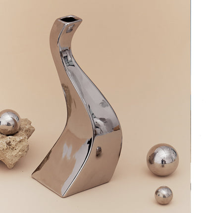 Mirror Silver Vase Ceramic Design Sense Electroplating