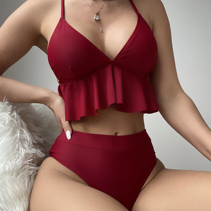 Women's Solid Color Split Bikini Swimsuit