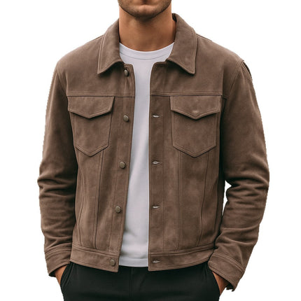 Deer Suede Men's Winter Lapel Work Jacket