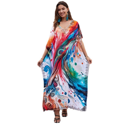 Plus Size Robe Blouse Beach Bikini Vacation Coat Dress Women