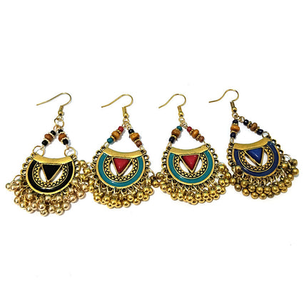 Indian Style Oil Dripping Metal Ball Earrings