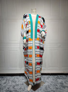Fashion Women Wear Striped Batwing Sleeve Muslim Vest Jacket Two-piece Set