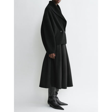 Women's Simple Loose Cardigan With Curved Collar