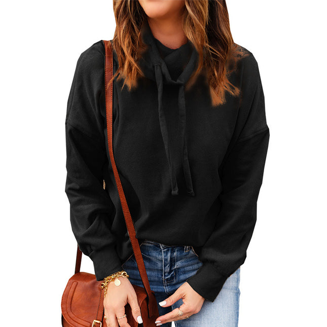 Women's Turtleneck Drawstring Long Sleeve Sweatshirt Top