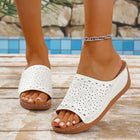 Women's Plus Size Peep Toe Wedge Platform Slippers