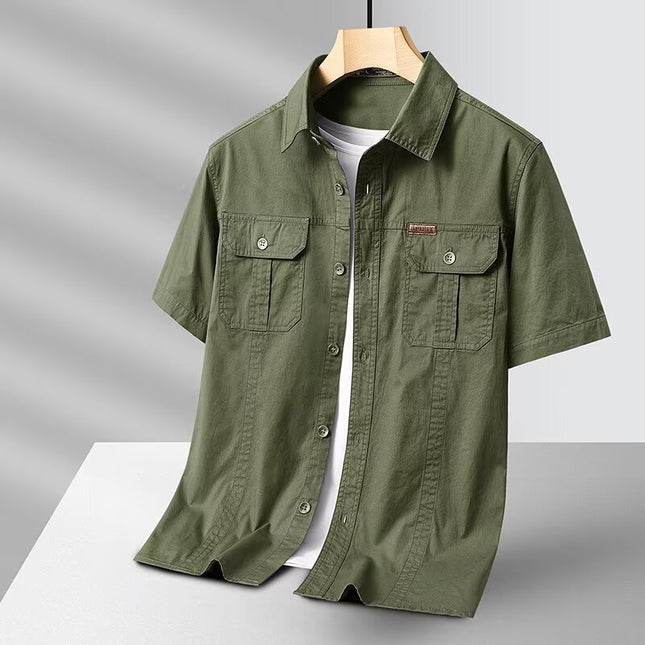 Solid Color Short Sleeve Men's Workwear Shirt