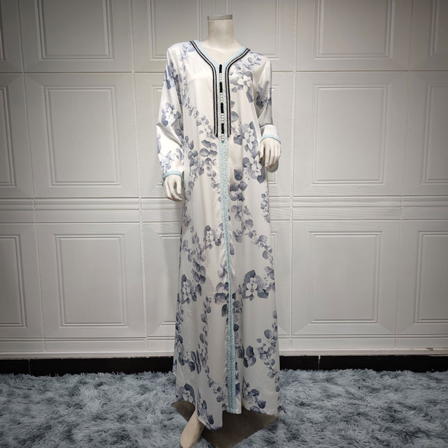 Muslim Female Hui Print Dress Robe