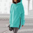 Long-sleeved Round Neck Fleece Sweatshirt Solid Color Pocket Loose Hooded Long-sleeved Sweatshirt