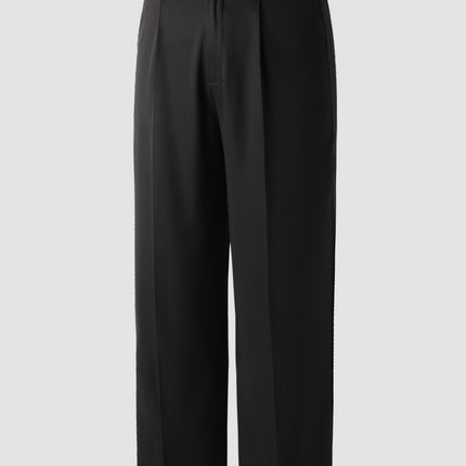 High Waist Plus Size Pocket Straight Skinny Casual Suit Pants - Draped Design