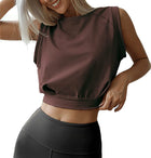 Women's Fashion Solid Color Short Round Neck Sleeveless Top