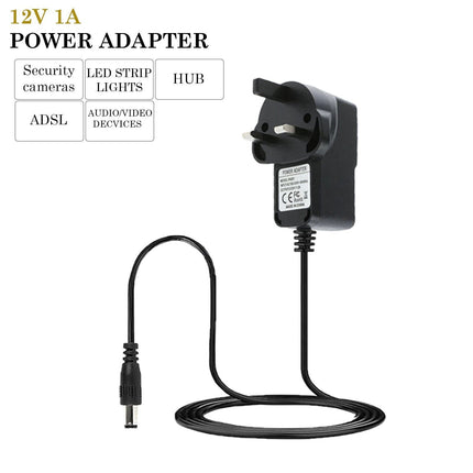 12V 1A AC -DC Adapter Charger Power Supply UK Plug For LED Light CCTV Camera UK