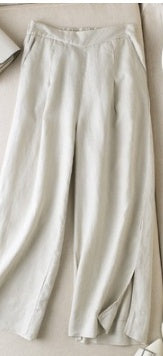 Loose Plus Size Casual Nine-point Linen Wide-leg Pants Women Casual