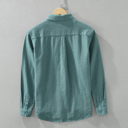 Long Sleeve Shirt Men's Fashion Casual Artistic Loose Linen Top