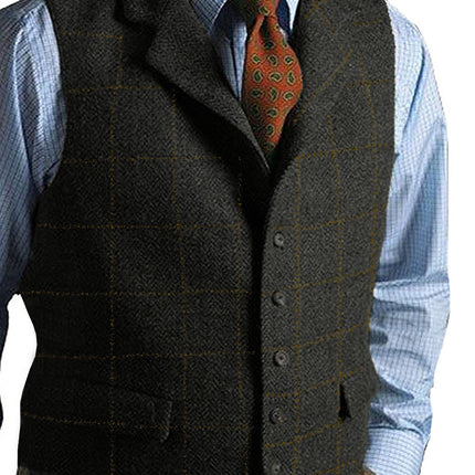 men suits plaid tweed gilet