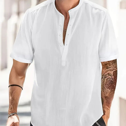 Men's Chest Pocket Solid Color Casual Fashion Short Sleeve T-shirt