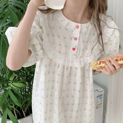 Summer New Floral Lace Nightdress For Women
