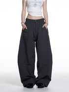American Retro Plaid Lazy Wide Leg Machete Casual Pants For Women