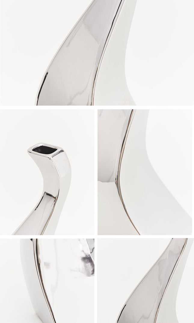 Mirror Silver Vase Ceramic Design Sense Electroplating