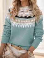 Women's Casual Round Neck Long Sleeve Knit Sweater