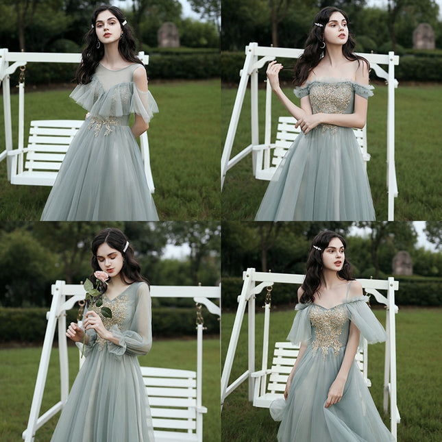 Green wedding banquet sister group dress