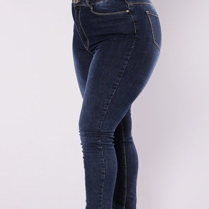 Extra large size fashion high elastic denim pants women