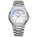 Men's White Surface Steel Belt