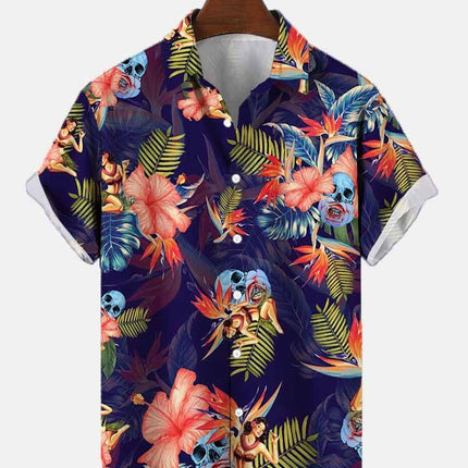 Summer Flower Pattern Seaside Men's Clothing Print Shirt