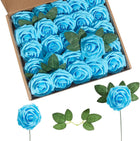 Foam Pe Rose Fake Flower With Rod And Leaf 25 Wedding Decoration Flowers Valentine's Day Gift