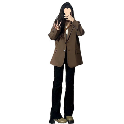 Solid Color Loose Casual Women's Suit Jacket