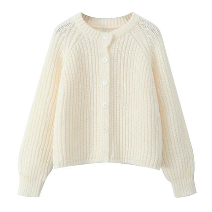 Women's Puff Sleeve Knitted Cardigan Sweater