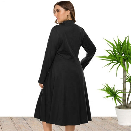 Large Size Women's Round Neck Lace Knitted Dress