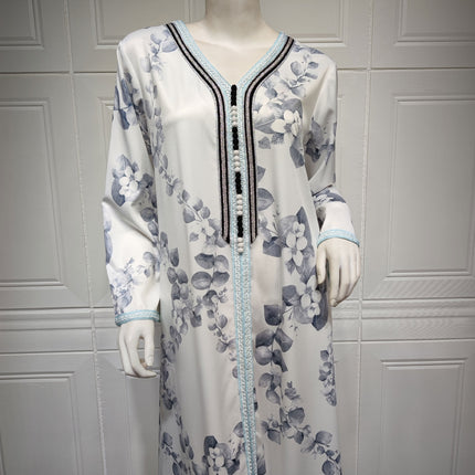 Muslim Female Hui Print Dress Robe