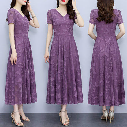 Chiffon Jacquard Dress Plus Size