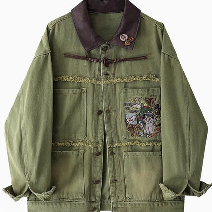 Original Children's Fun Embroidered Brushed Denim Jacket For Autumn