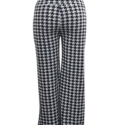 Plus Size Bird Check Comfortable Loose Women's Straight Leg Pants